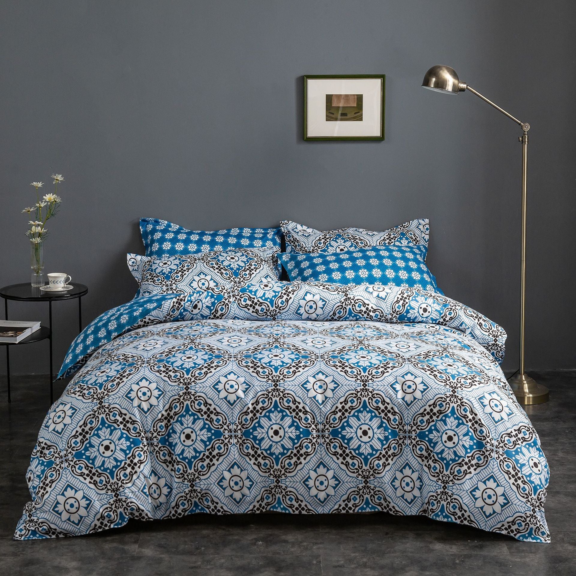 Solid Color Seersucker Ruffled 3-Piece Bedding Set - Calm Cloud Bedding